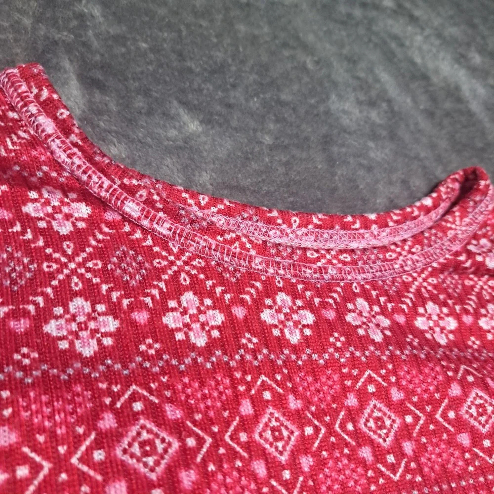 Laura Ashley Girls Red Fair Isle Pajama Set Size 6 Christmas Sleepwear Holiday